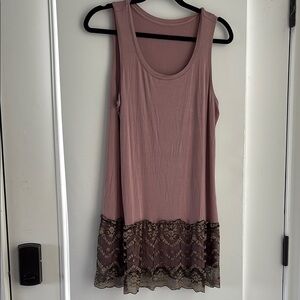 LOGO brand Sleeveless Lace Hem Top - Pink